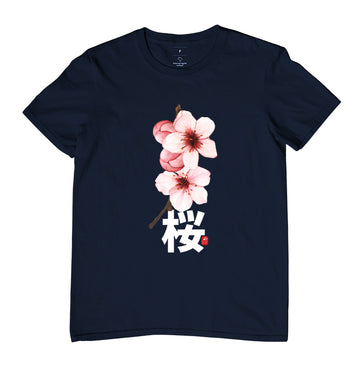 Camiseta sakura kanji Algodão Premium
