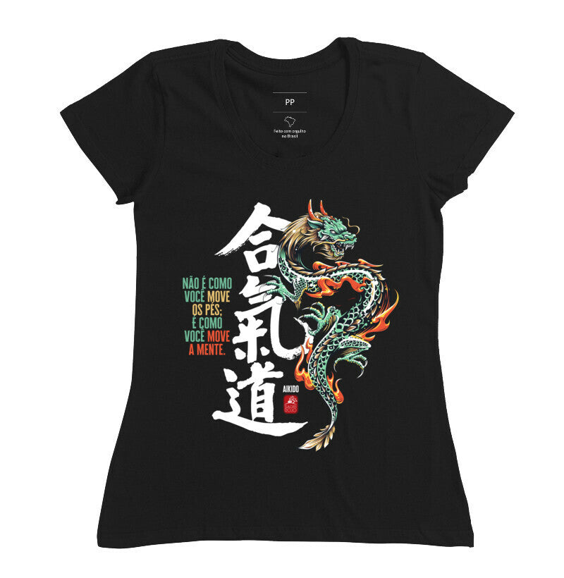 Camiseta Aikido Dragão Algodão Premium