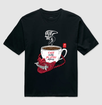Camiseta OVERSIZED café e Jiu Jitsu