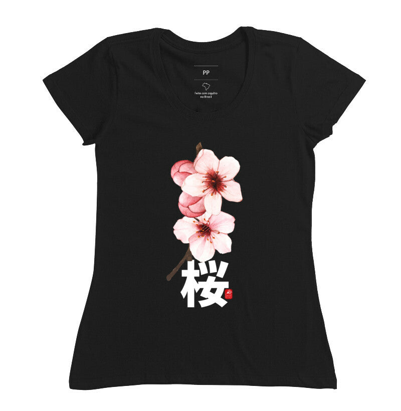 Camiseta sakura kanji  Algodão Premium