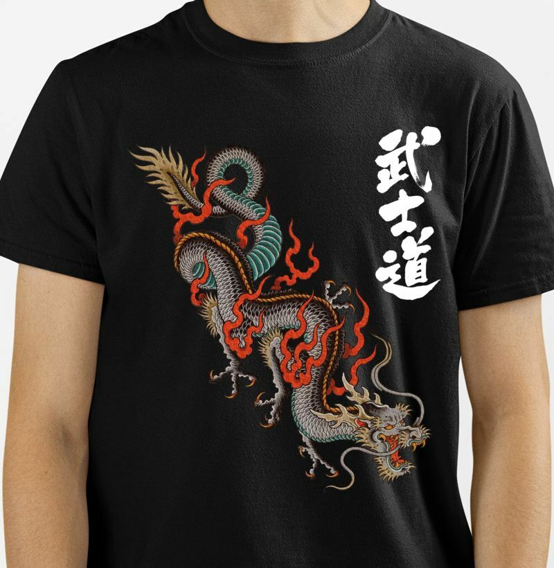 Camiseta dragão bushido Algodão Premium