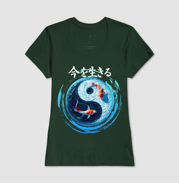 Camiseta Yin Yang Koi Algodão Premium