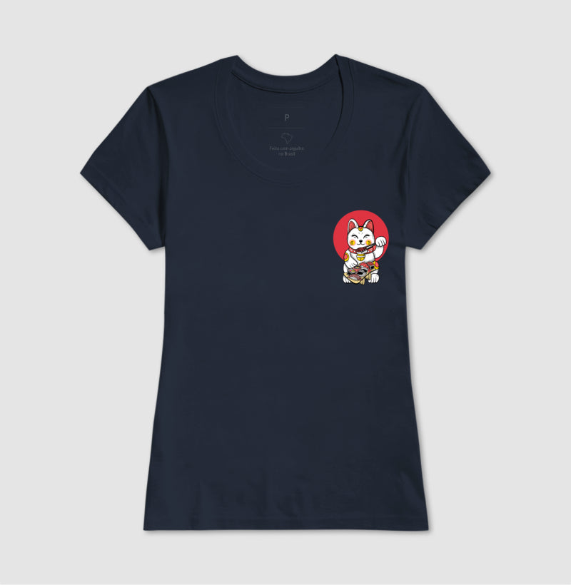 Camiseta Sushi Neko Minimal Algodão Premium