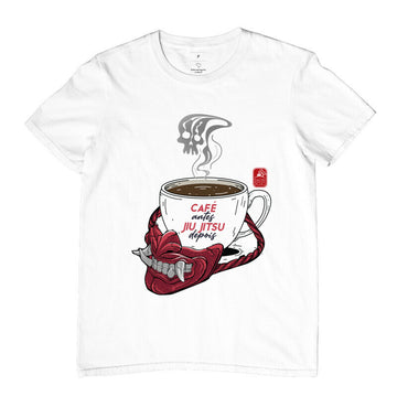 Camiseta café e Jiu Jitsu Algodão Premium