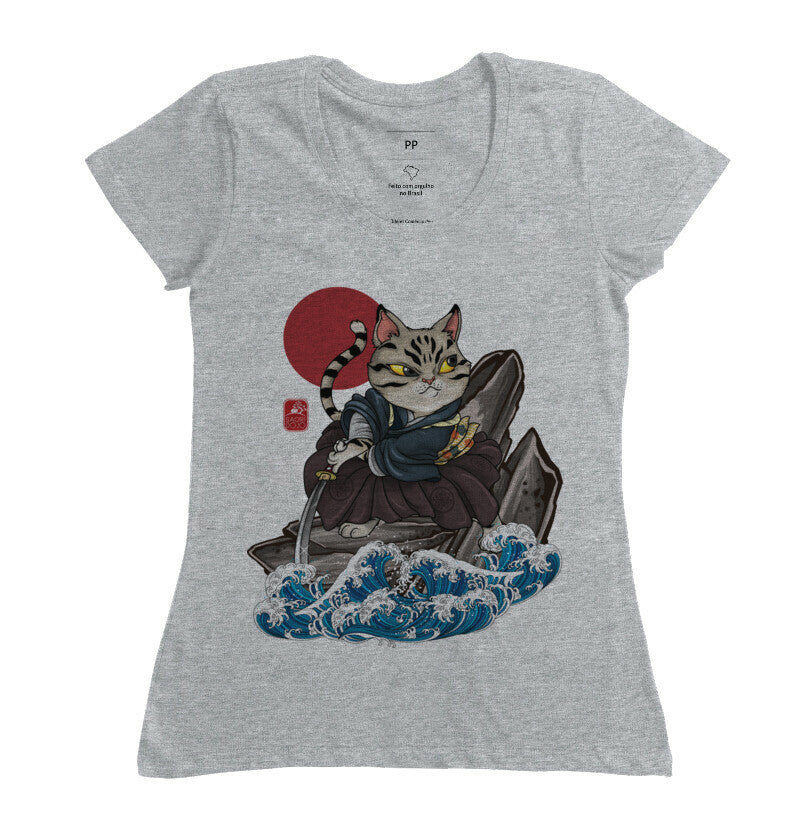 Camiseta Samurai neko Algodão Premium