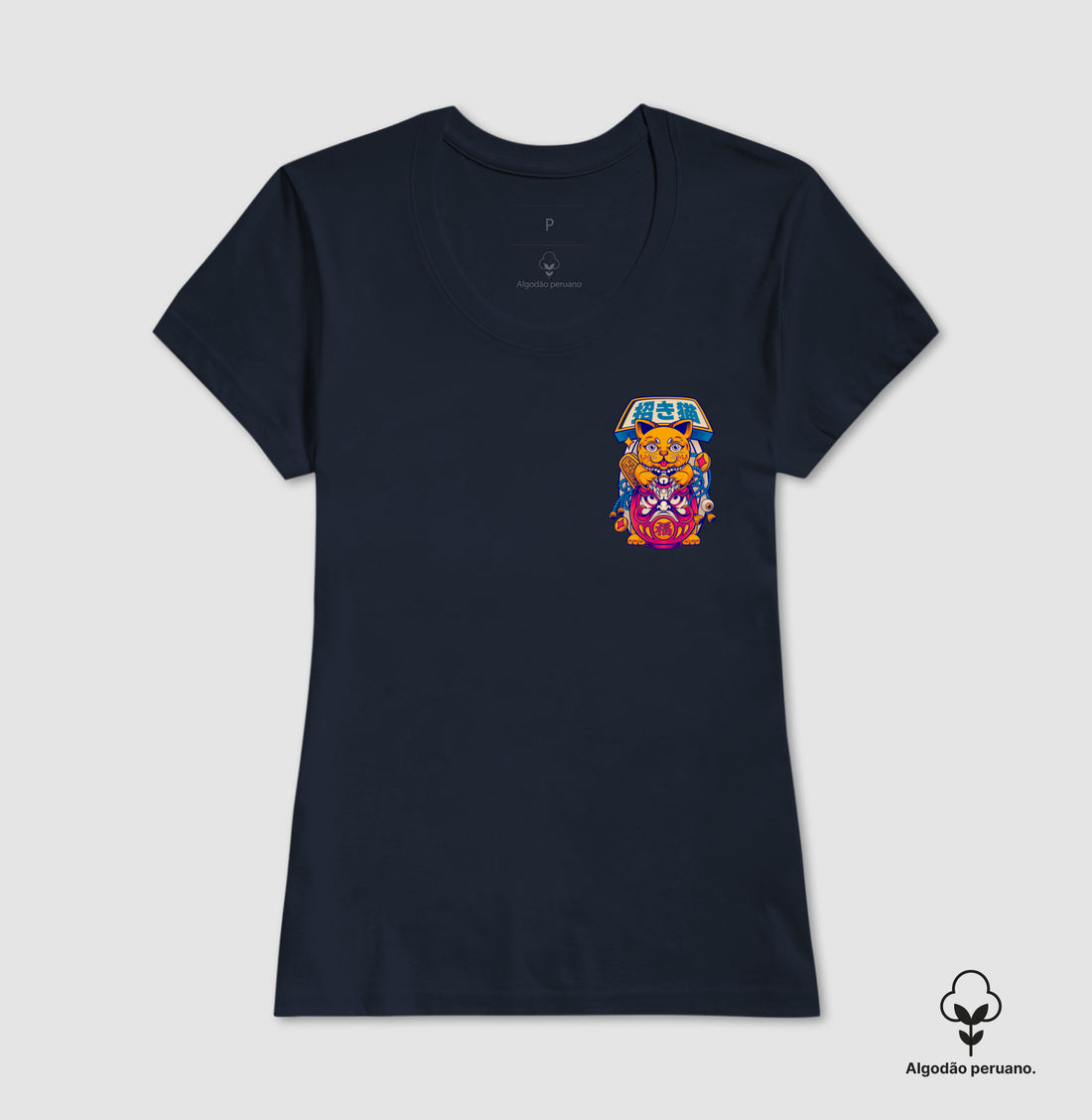 Camiseta Neko Daruma Minimal Algodão PERUANO