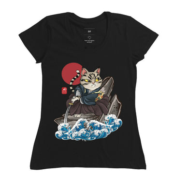 Camiseta Samurai neko Algodão Premium