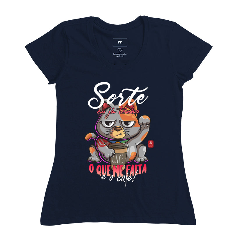 Camiseta Gato do café Algodão Premium