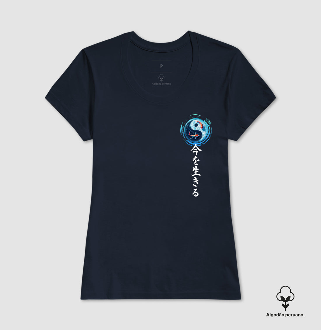 Camiseta Yin Yang Koi minimal Algodão PERUANO