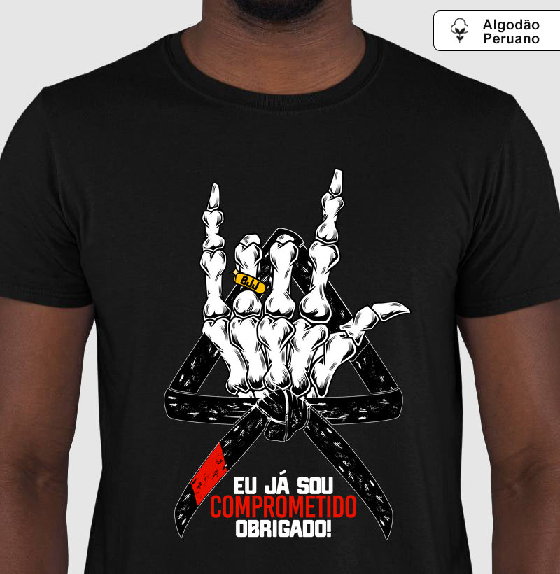 Camiseta Comprometido com o Jiu Jitsu algodão PERUANO