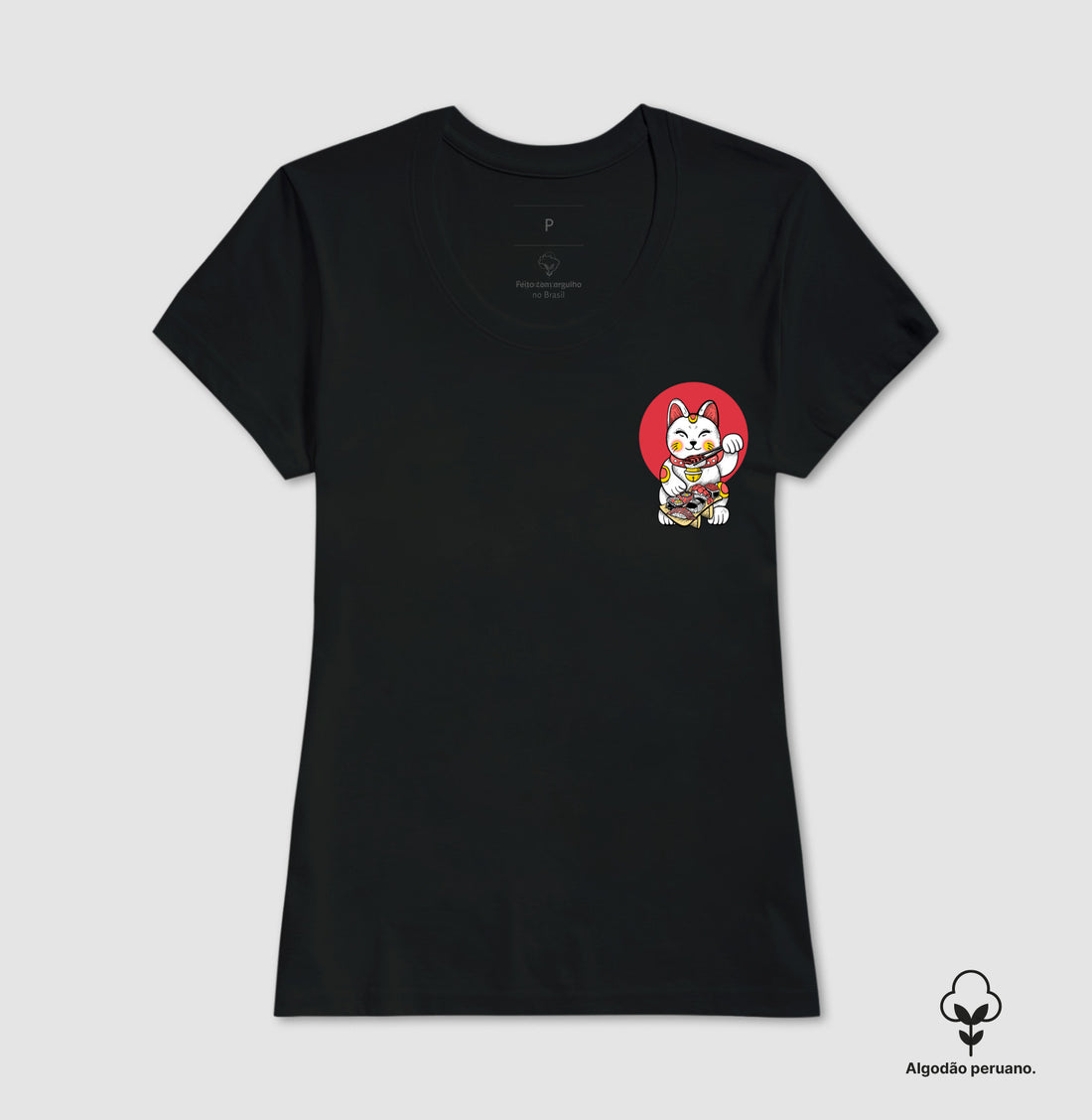 Camiseta Sushi Neko Algodão PERUANO