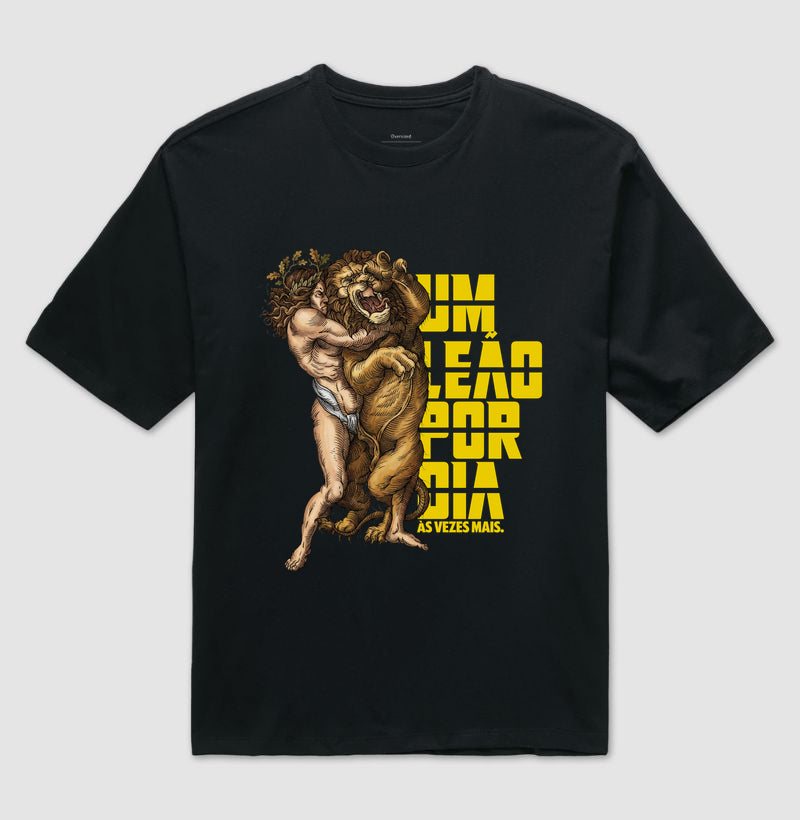 Camiseta OVERSIZED Um Leão por Dia algodão premium