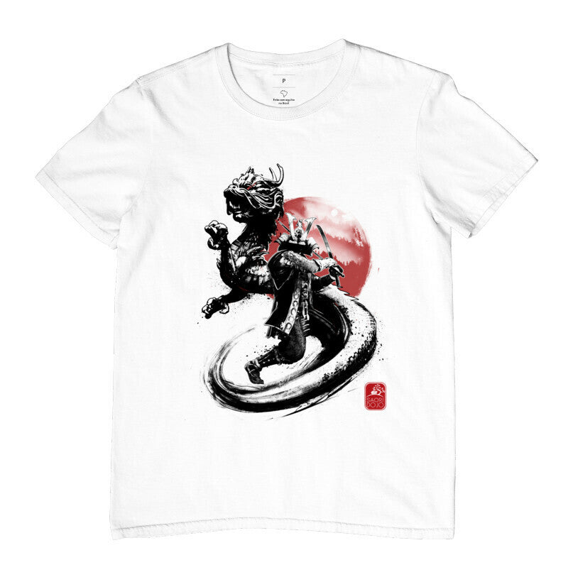 Camiseta samurai dragão Algodão Premium