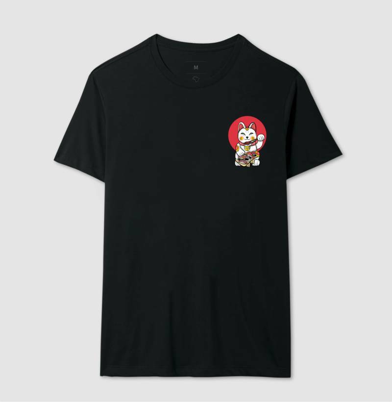 Camiseta Sushi Neko Minimal Algodão Premium