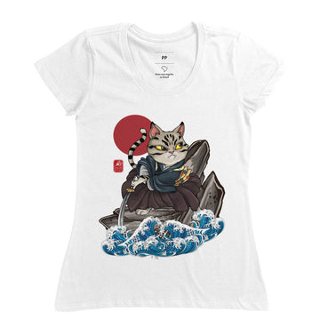 Camiseta Samurai neko Algodão Premium