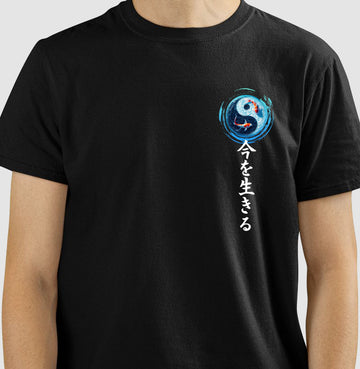 Camiseta Yin Yang Koi minimal Algodão Premium