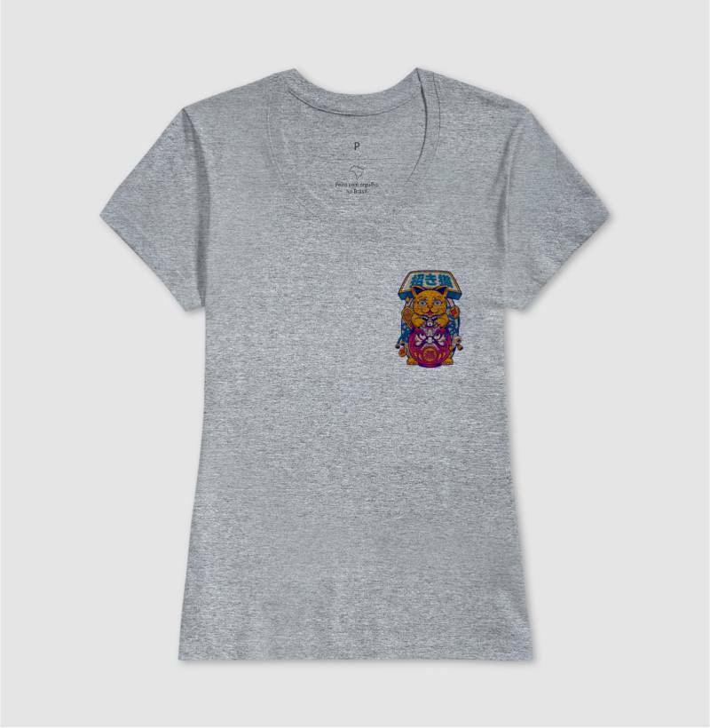 Camiseta Neko Daruma Minimal Algodão Premium