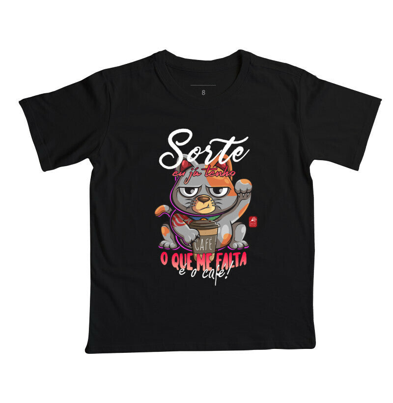 Camiseta Infantil NEKO CAFÉ Algodão Premium