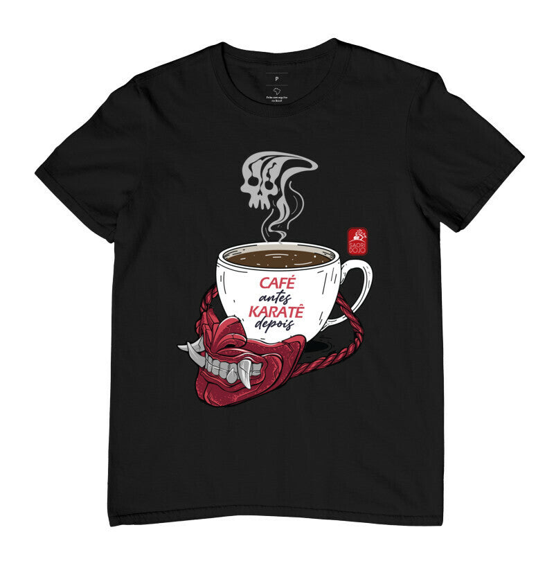 Camiseta Café Antes, Karatê Depois Algodão Premium