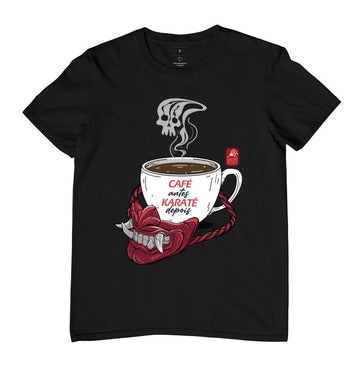 Camiseta Café Antes, Karatê Depois Algodão Premium