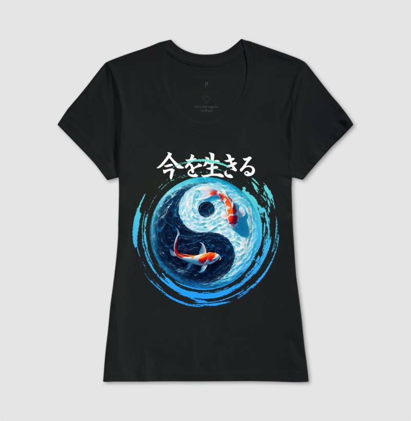 Camiseta Yin Yang Koi Algodão Premium