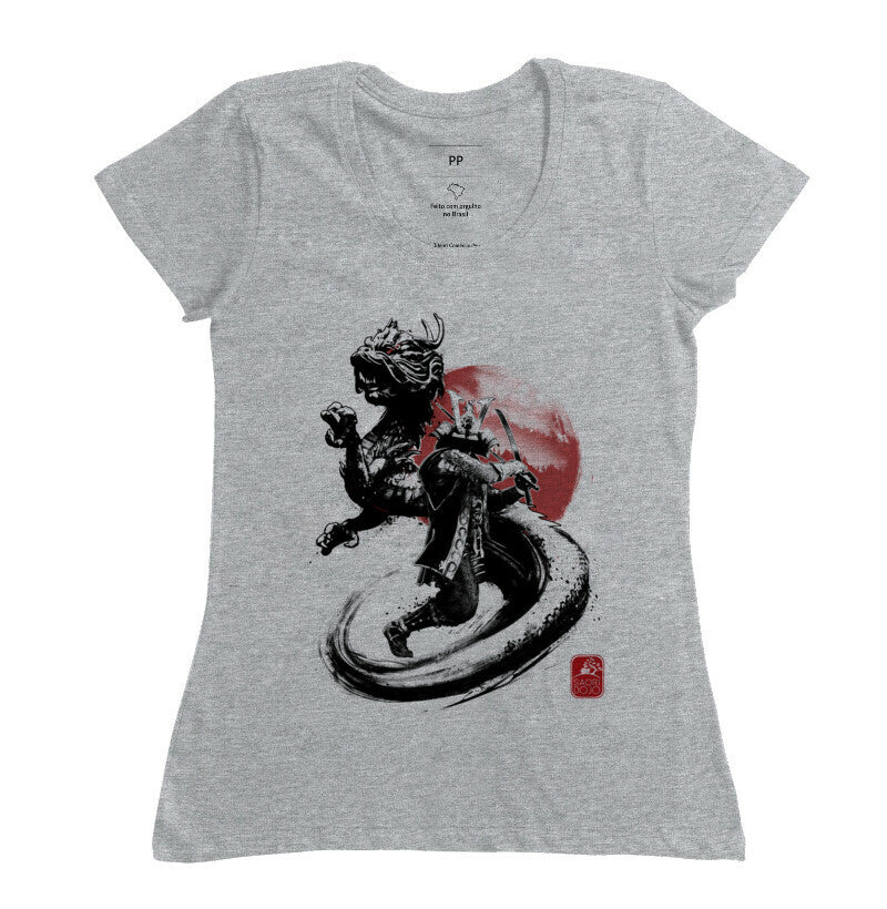 Camiseta samurai dragão Algodão Premium