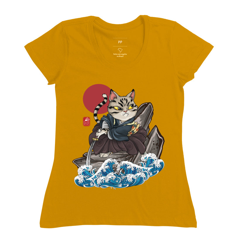 Camiseta Samurai neko Algodão Premium