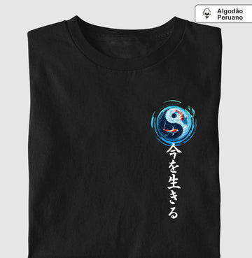 Camiseta Yin Yang Koi minimal Algodão PERUANO